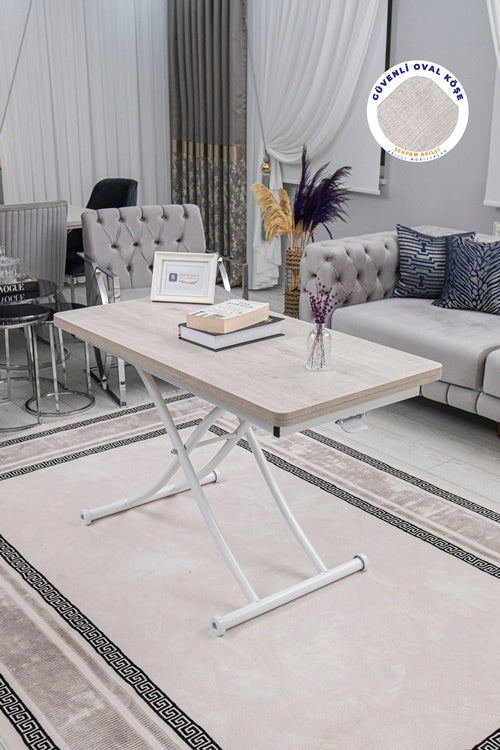 Juppo Series - Oval Corner MDF Top, Round White Inward Curved Base