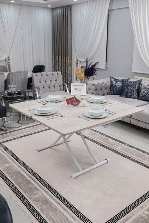 Juppo Series - Oval Corner MDF Top, Round White Inward Curved Base