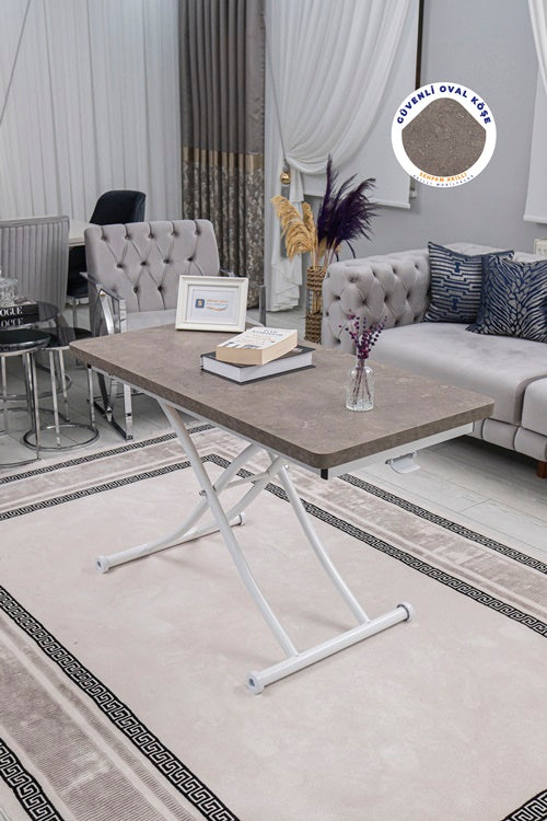 Juppo Series - Oval Corner MDF Top, Round White Inward Curved Base