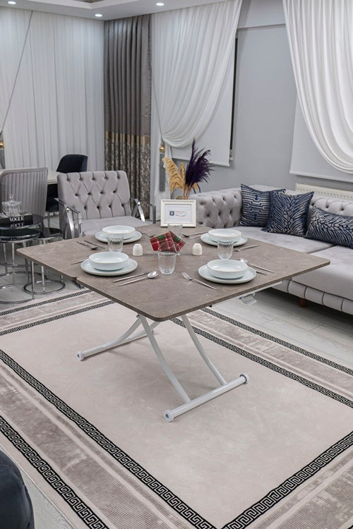 Juppo Series - Oval Corner MDF Top, Round White Inward Curved Base