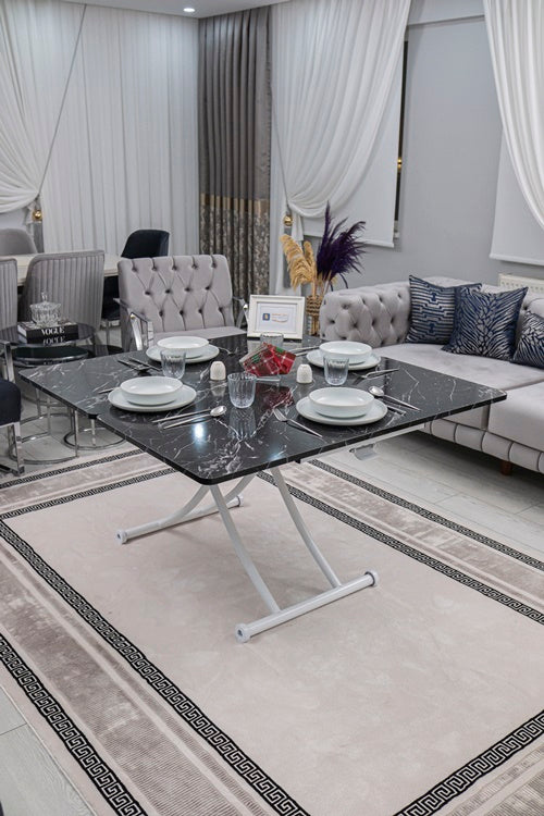 Juppo Series - Oval Corner MDF Top, Round White Inward Curved Base