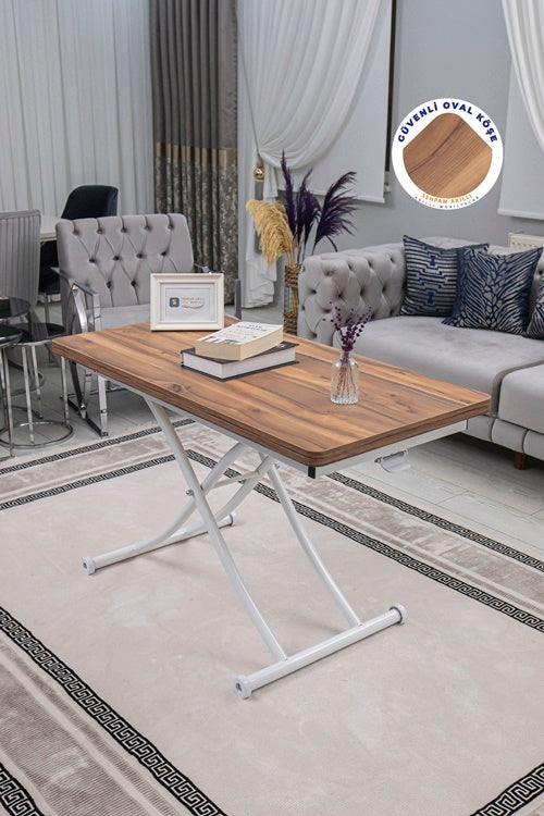 Juppo Series - Oval Corner MDF Top, Round White Inward Curved Base