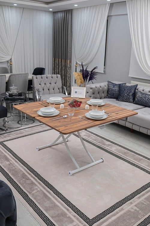 Juppo Series - Oval Corner MDF Top, Round White Inward Curved Base