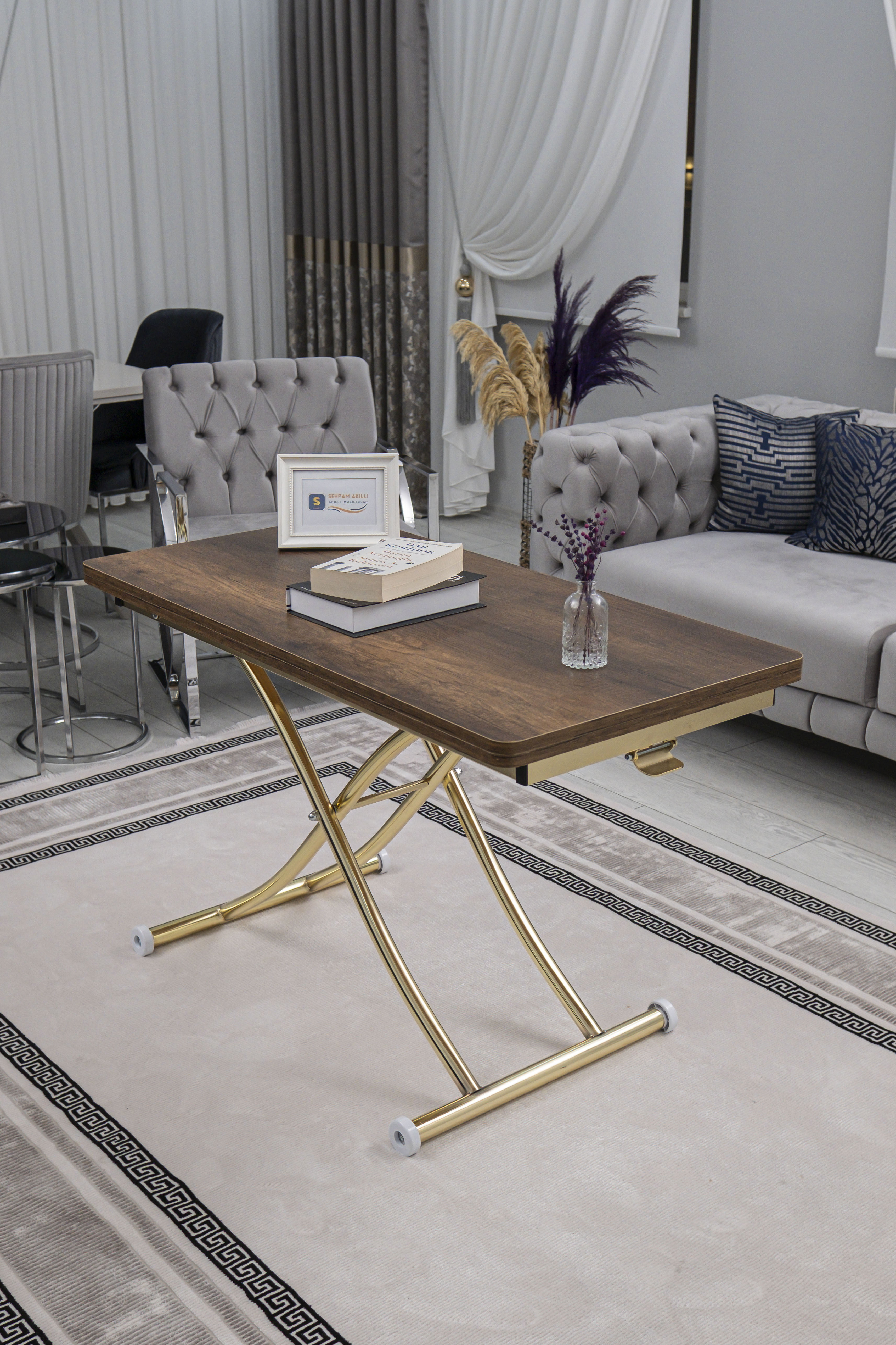 Juppo Series - Oval Corner MDF Top, Round Gold Inward Curved Base