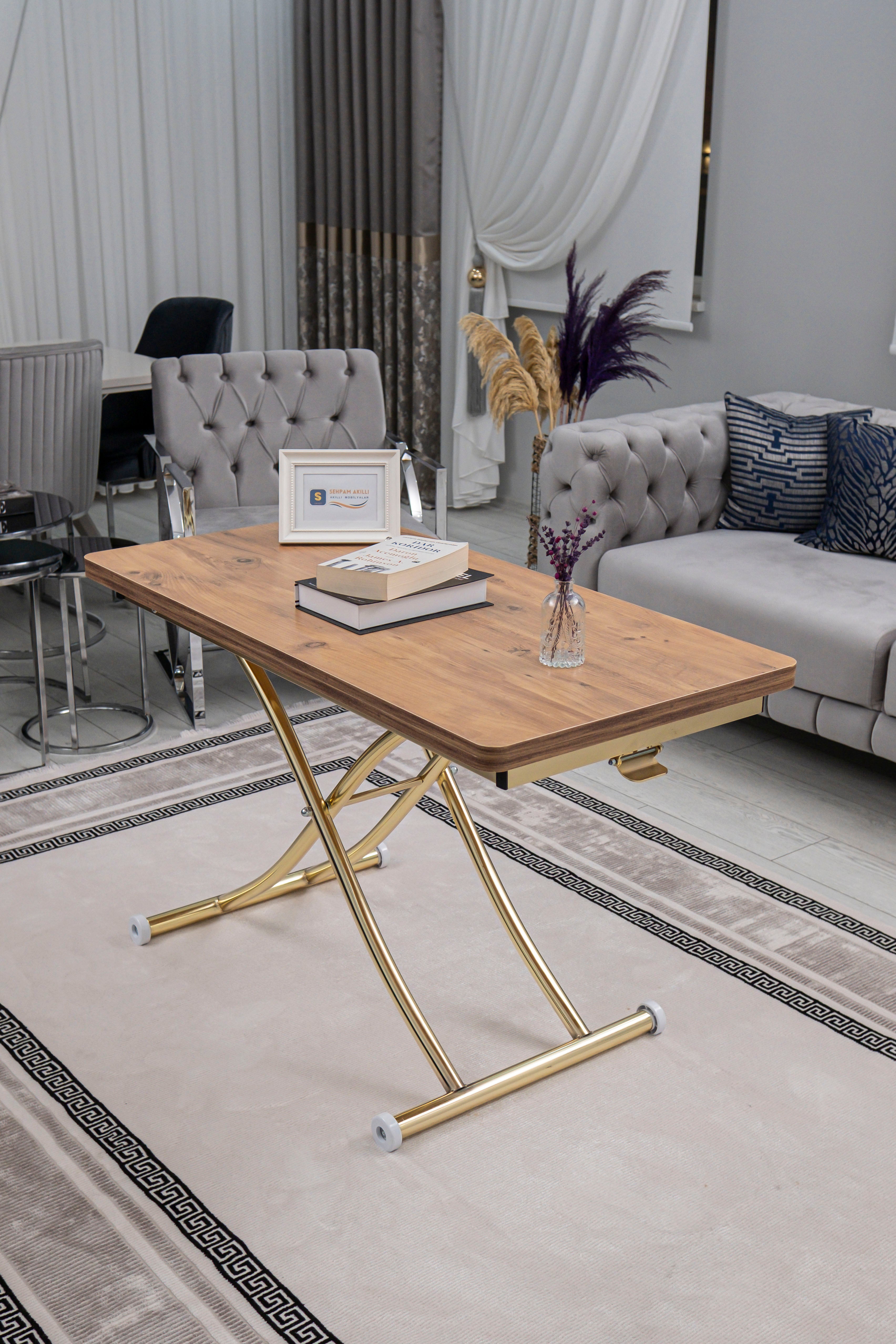 Juppo Series - Oval Corner MDF Top, Round Gold Inward Curved Base