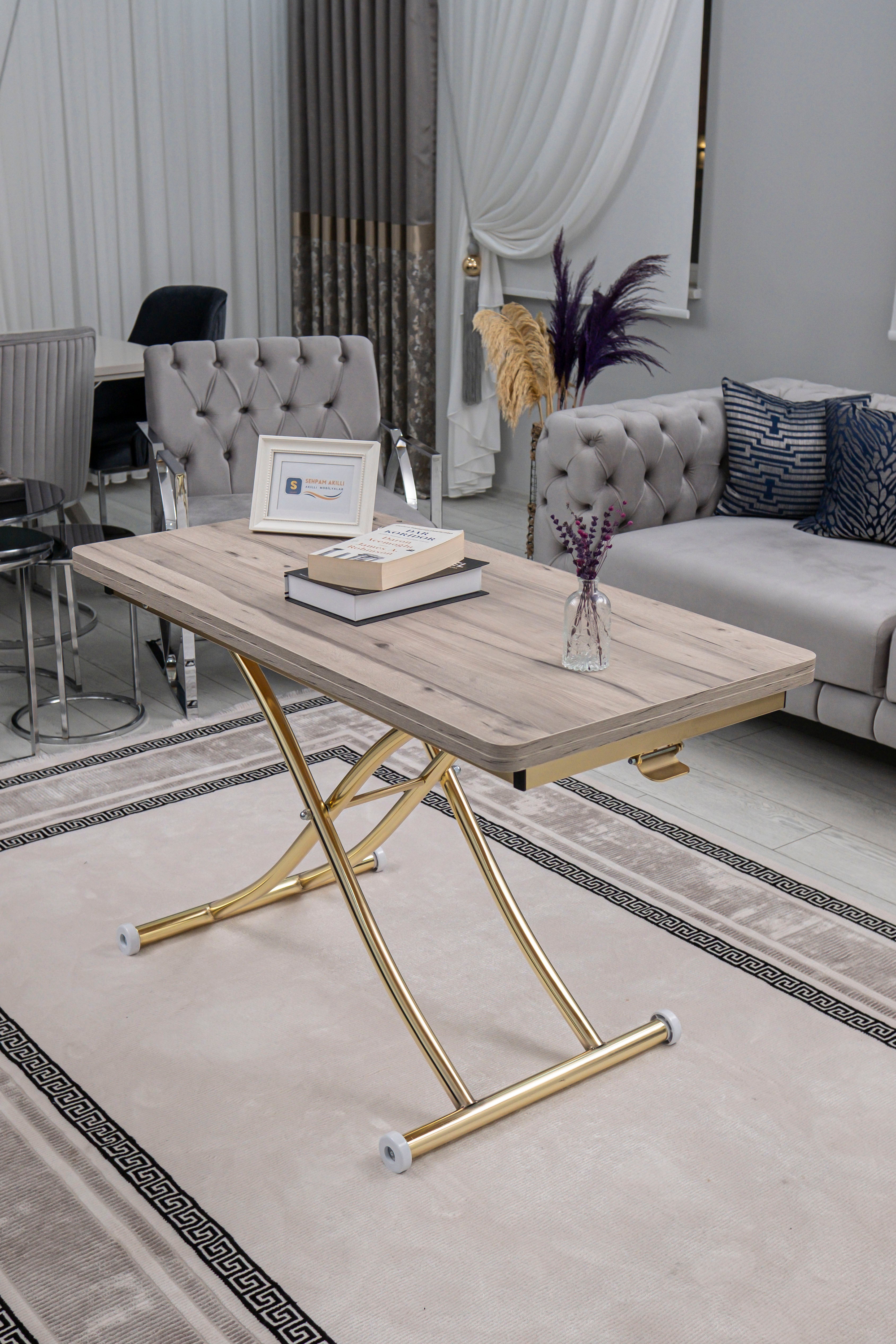 Juppo Series - Oval Corner MDF Top, Round Gold Inward Curved Base