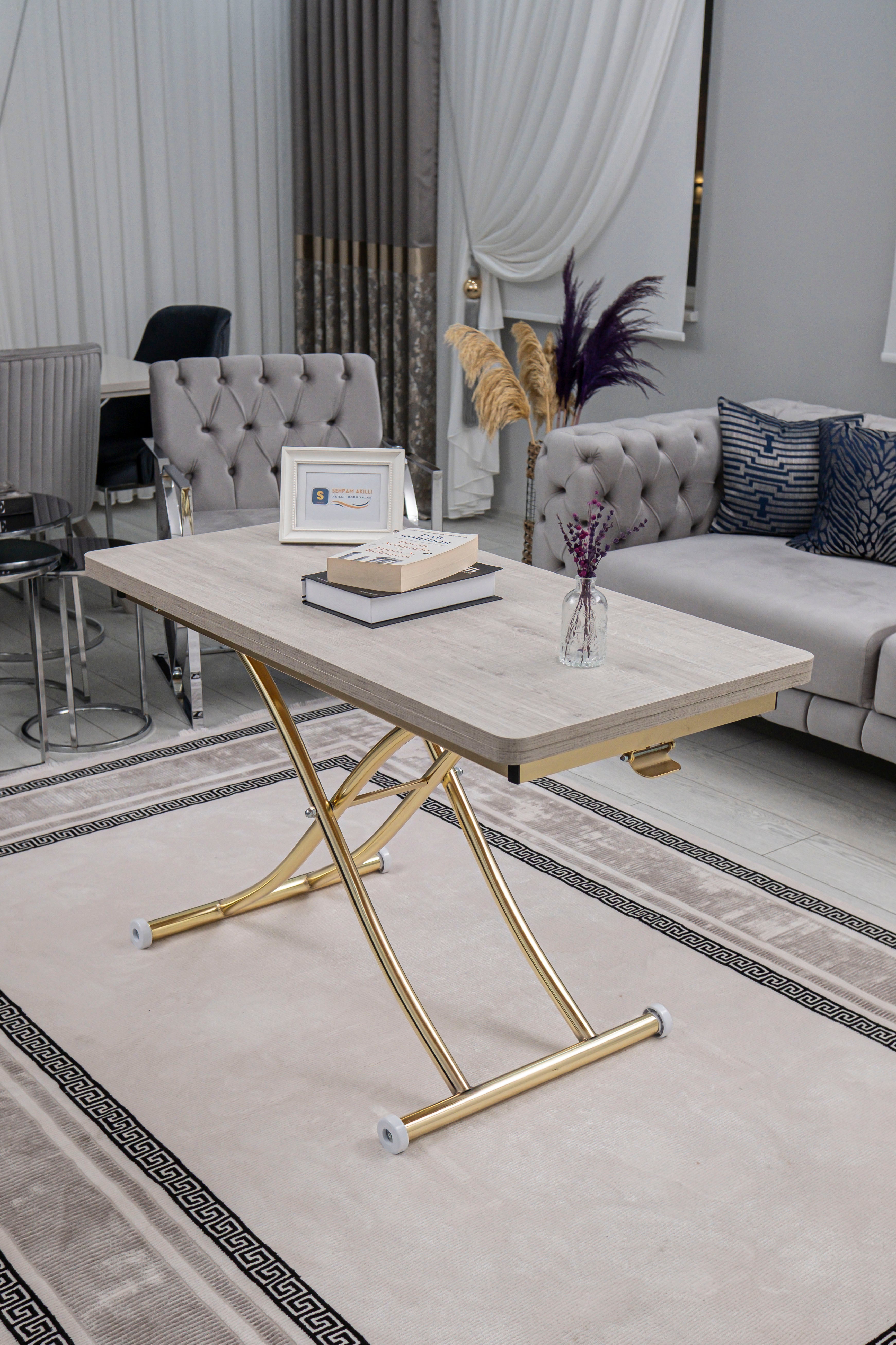 Juppo Series - Oval Corner MDF Top, Round Gold Inward Curved Base