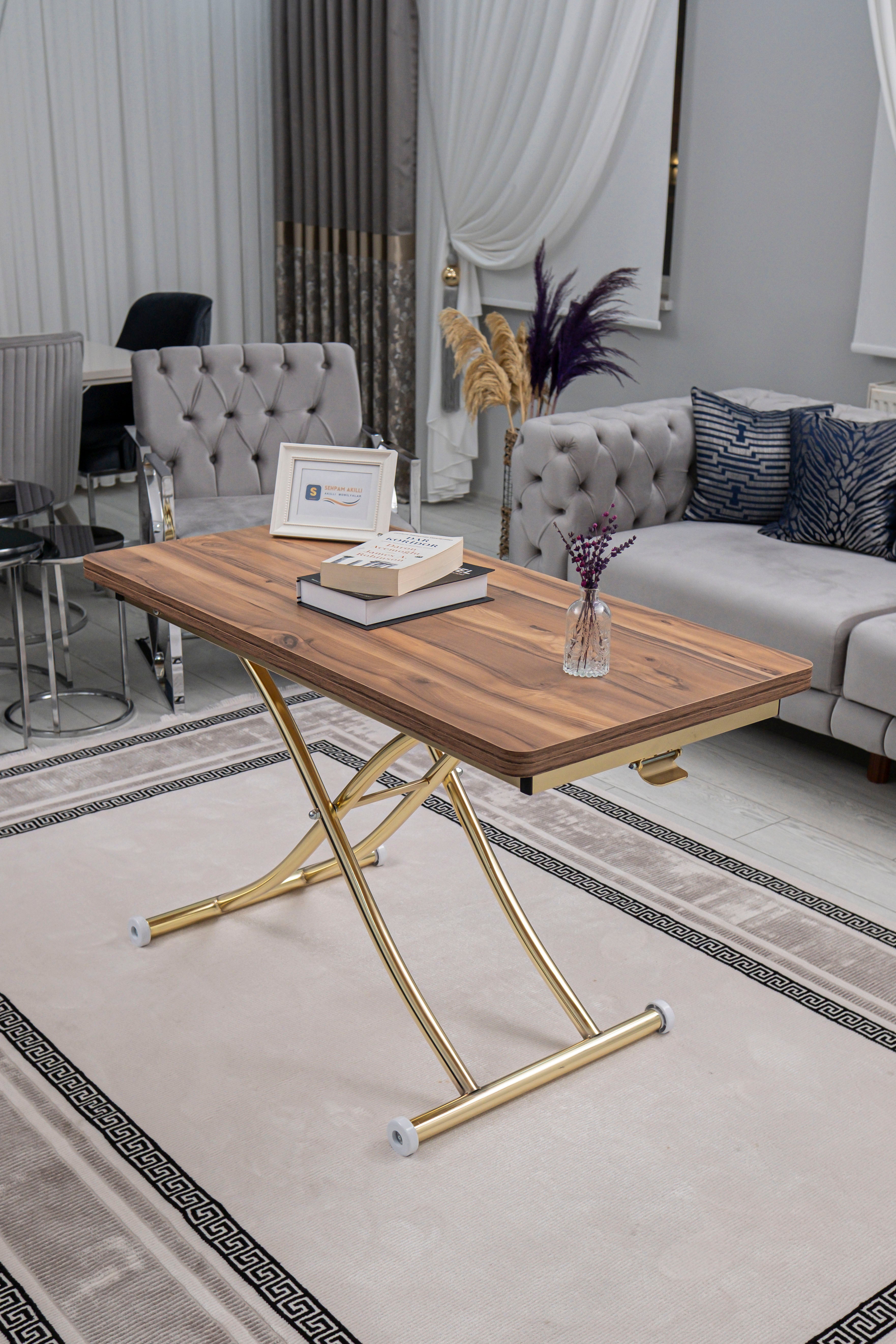 Juppo Series - Oval Corner MDF Top, Round Gold Inward Curved Base