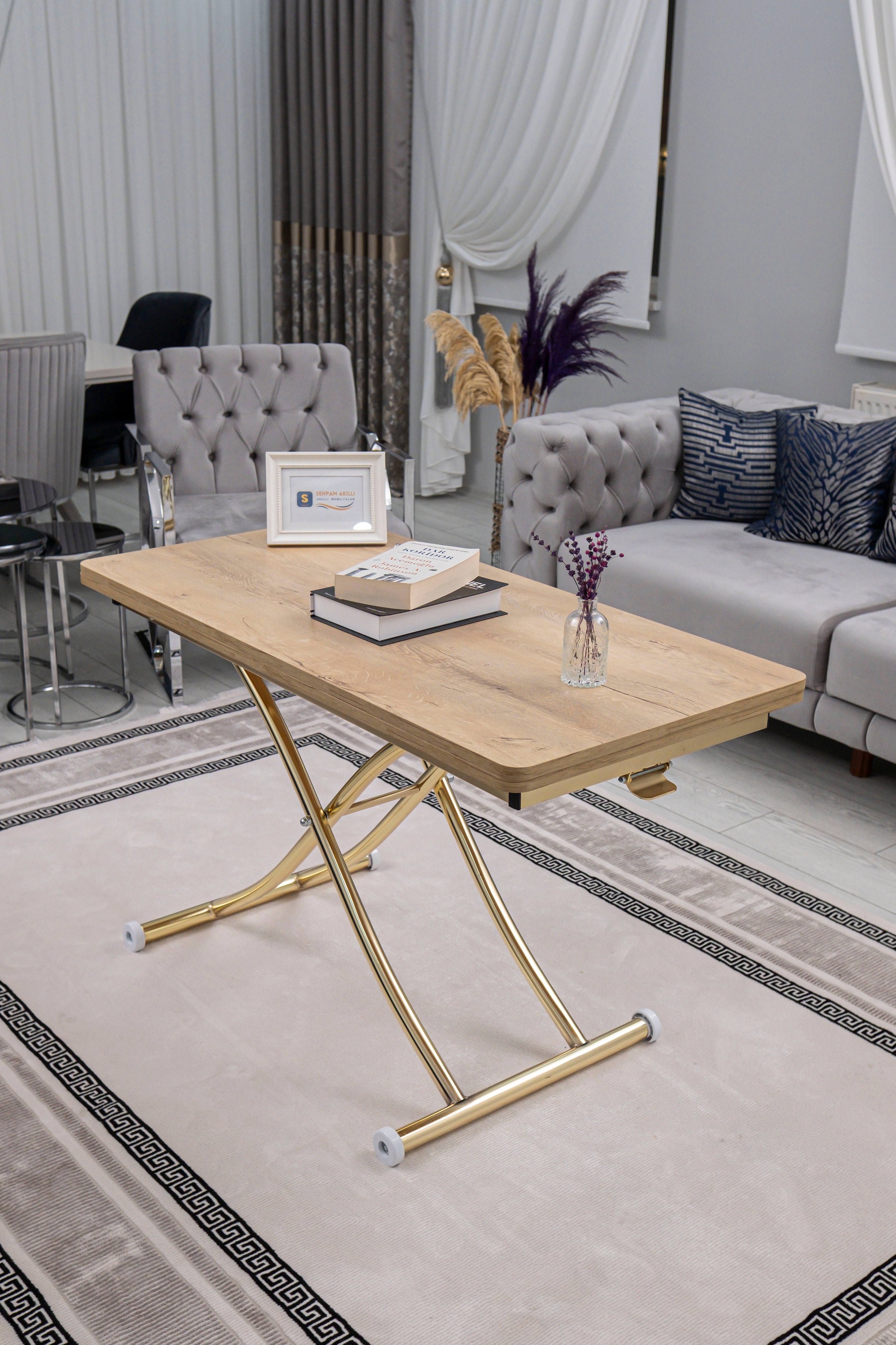 Juppo Series - Oval Corner MDF Top, Round Gold Inward Curved Base