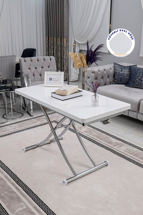 Juppo Series - Oval Corner MDF Top, Round Chrome Inward Curved Base