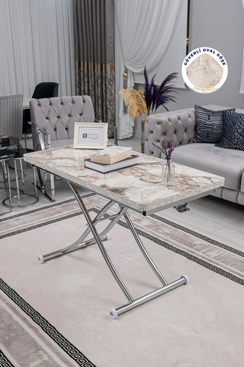 Juppo Series - Oval Corner MDF Top, Round Chrome Inward Curved Base