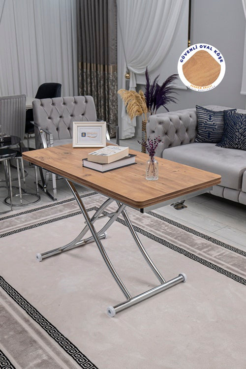 Juppo Series - Oval Corner MDF Top, Round Chrome Inward Curved Base