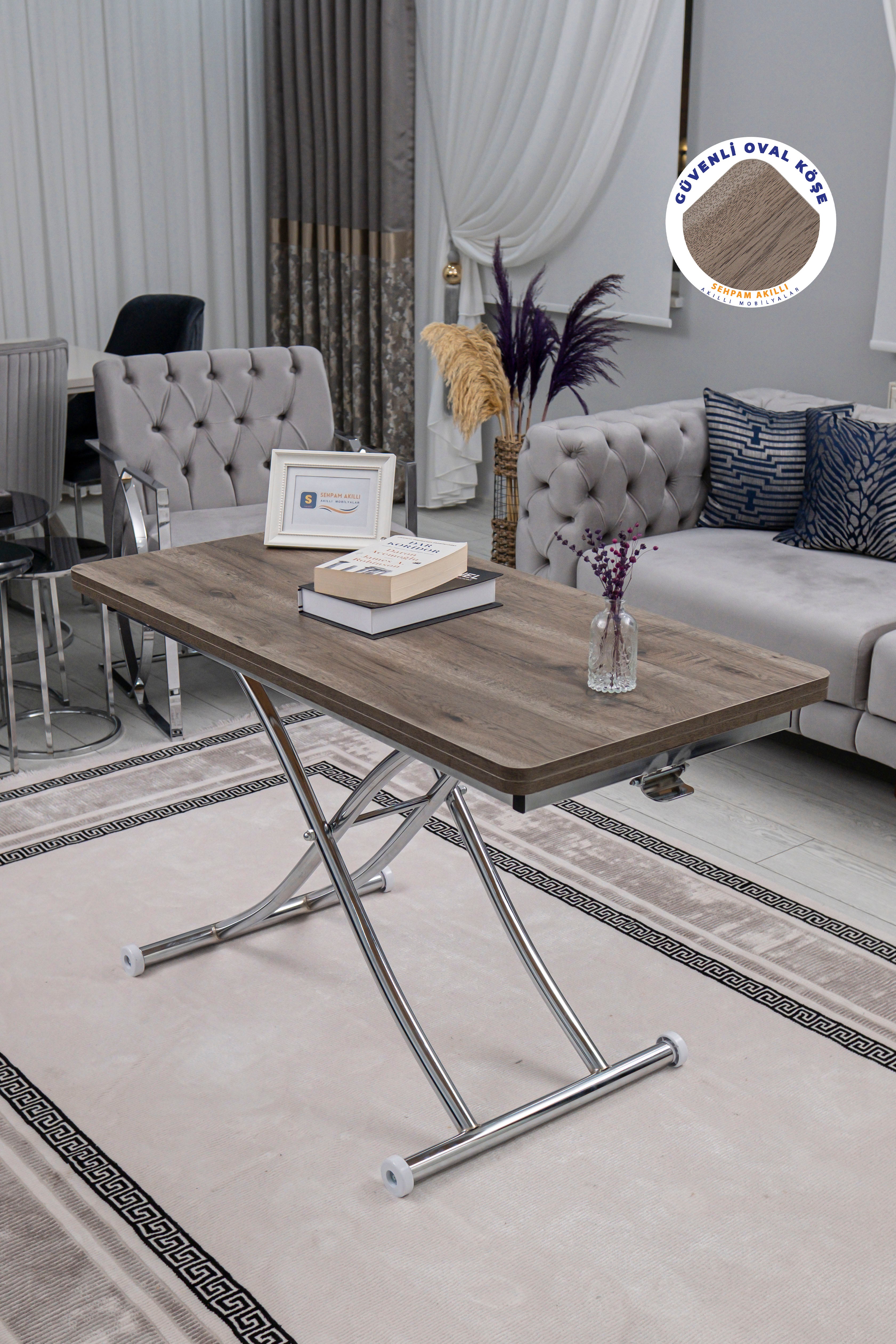 Juppo Series - Oval Corner MDF Top, Round Chrome Inward Curved Base