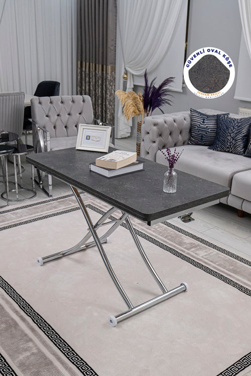 Juppo Series - Oval Corner MDF Top, Round Chrome Inward Curved Base