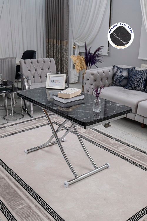 Juppo Series - Oval Corner MDF Top, Round Chrome Inward Curved Base