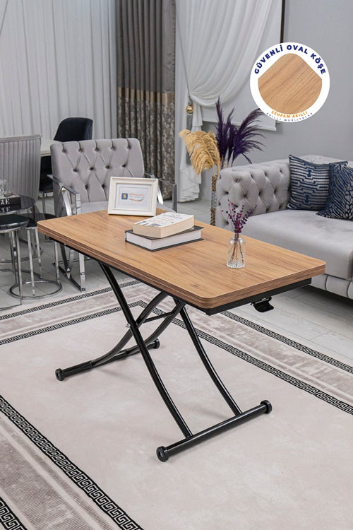 Juppo Series - Oval Corner MDF Top, Round Black Veneer Inward Curved Base