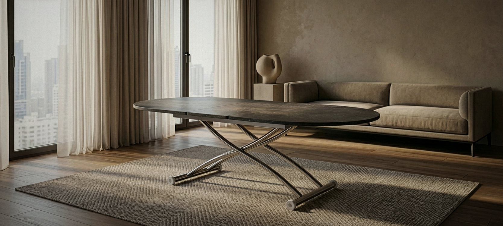 Center-Opening Smart Oval Table