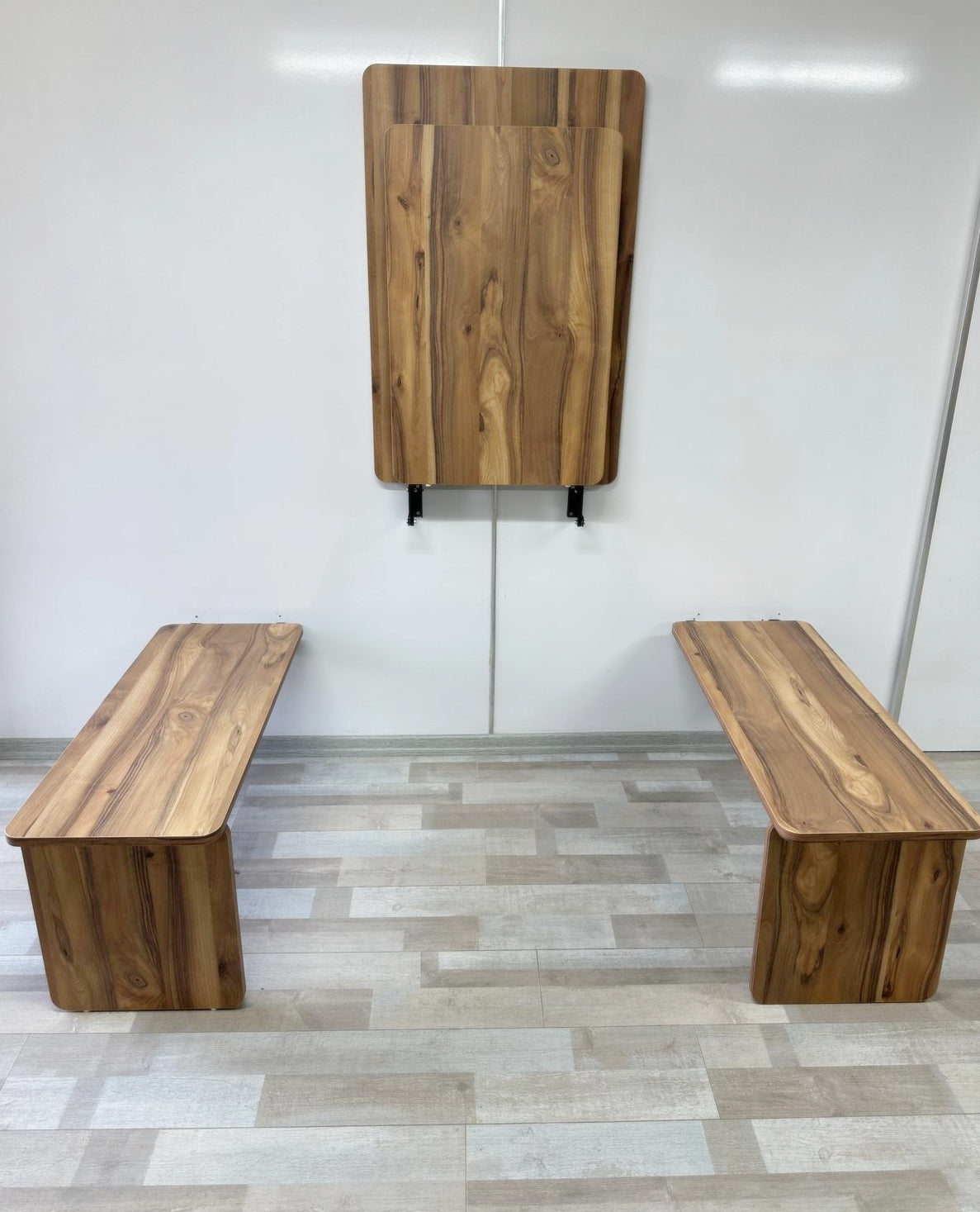 Shelf Table with Stools Series - Urartu MDF Top, Black Iron Mechanism