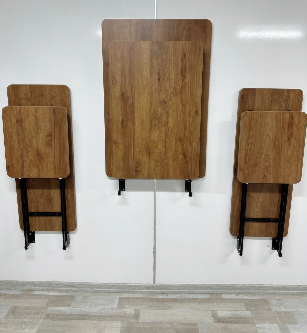 Shelf Table with Stools Series - Walnut MDF Top, Black Iron Mechanism