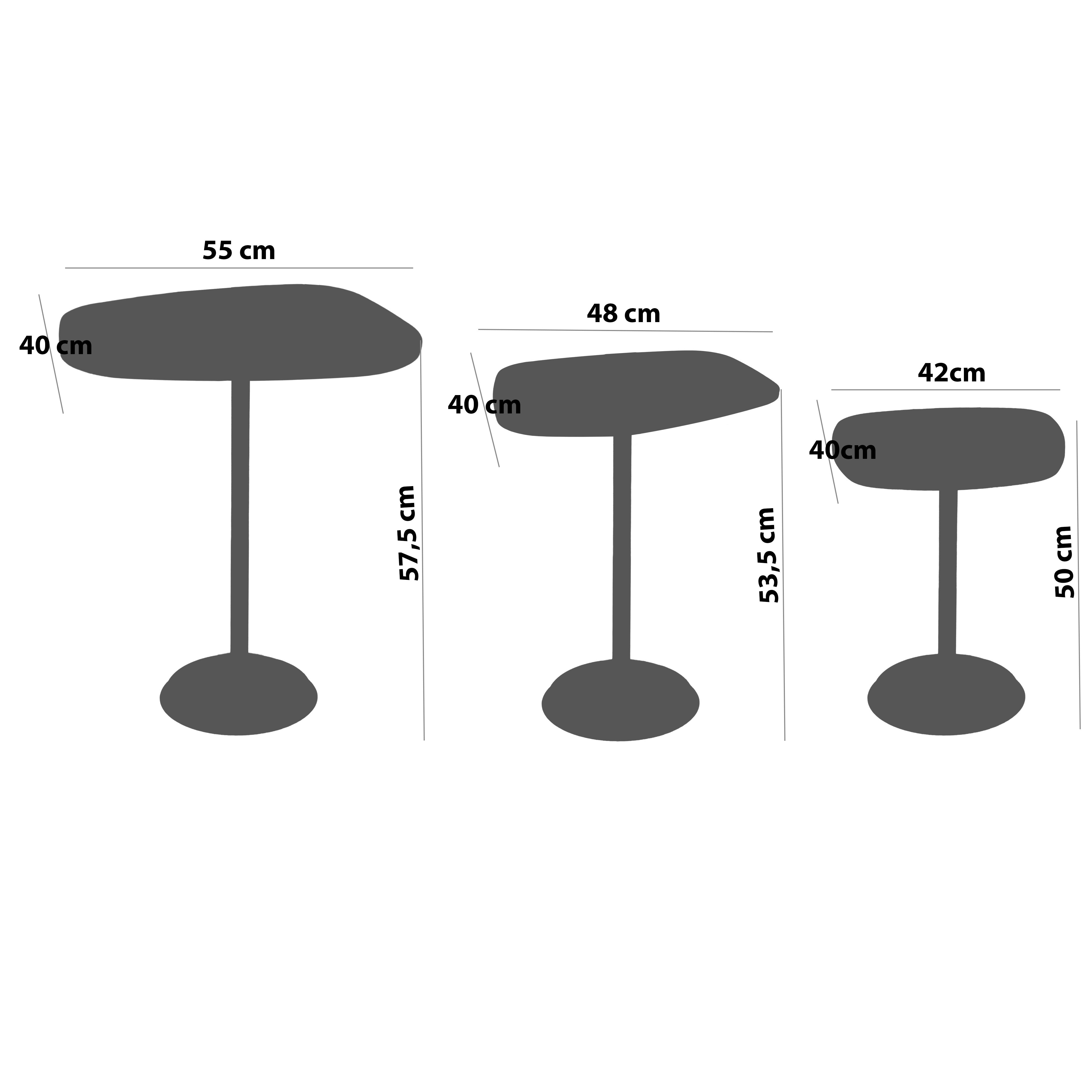 SilvaVera Nesting Table Series - Retro Silver MDF Top, White Iron Mechanism