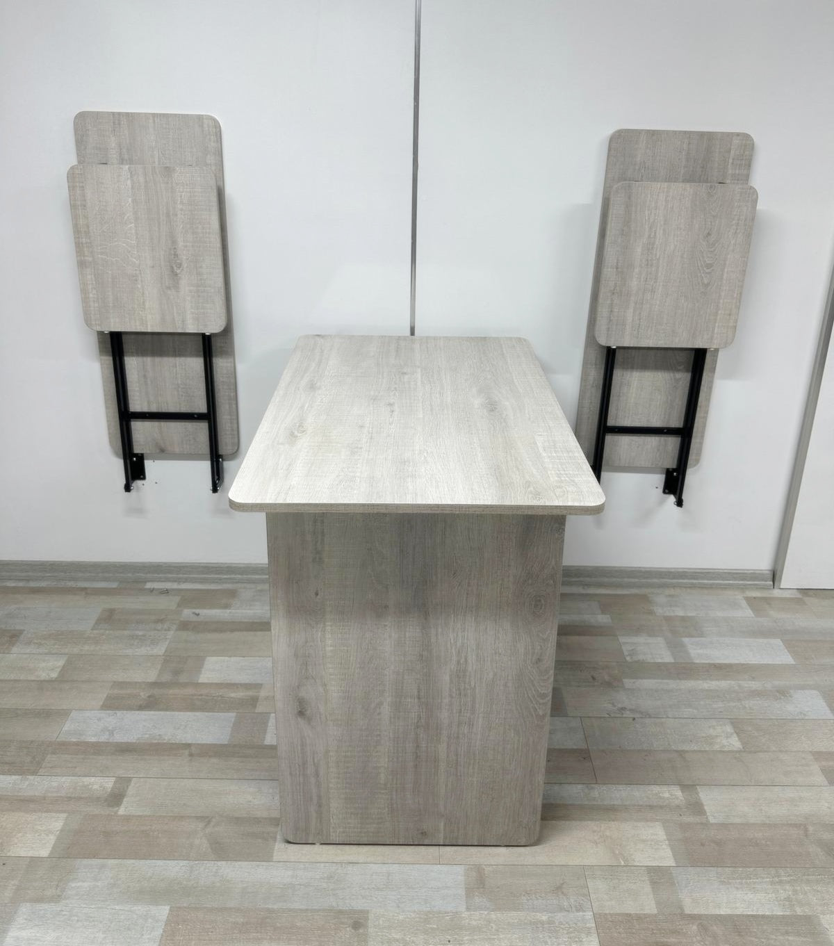 Shelf Table with Stools Series - Lisbon MDF Top, Black Iron Mechanism