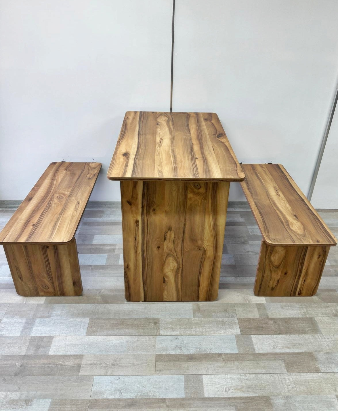 Shelf Table with Stools Series - Urartu MDF Top, Black Iron Mechanism