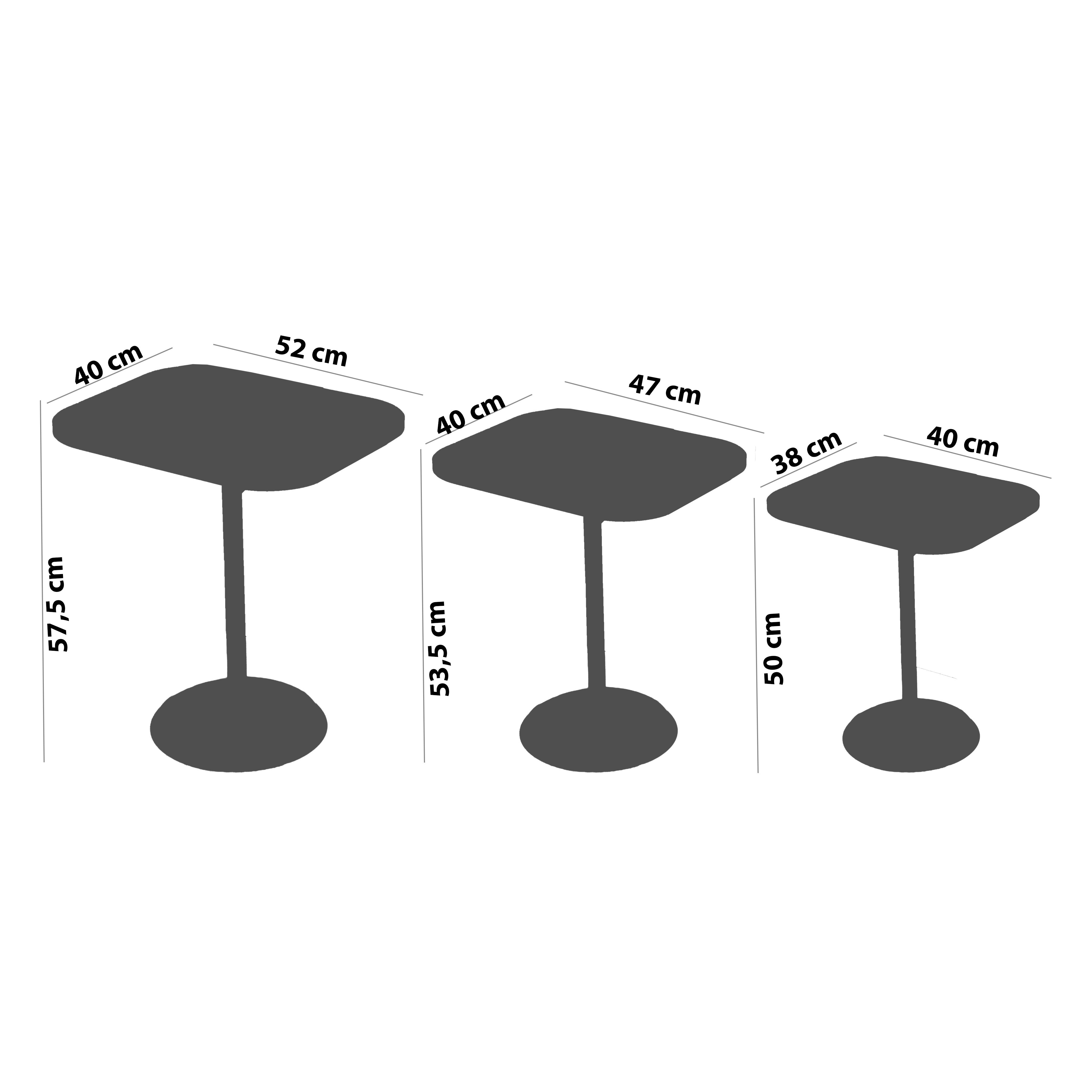 Vertino Nesting Table Series - Milled Latte MDF Top, Black Iron Mechanism