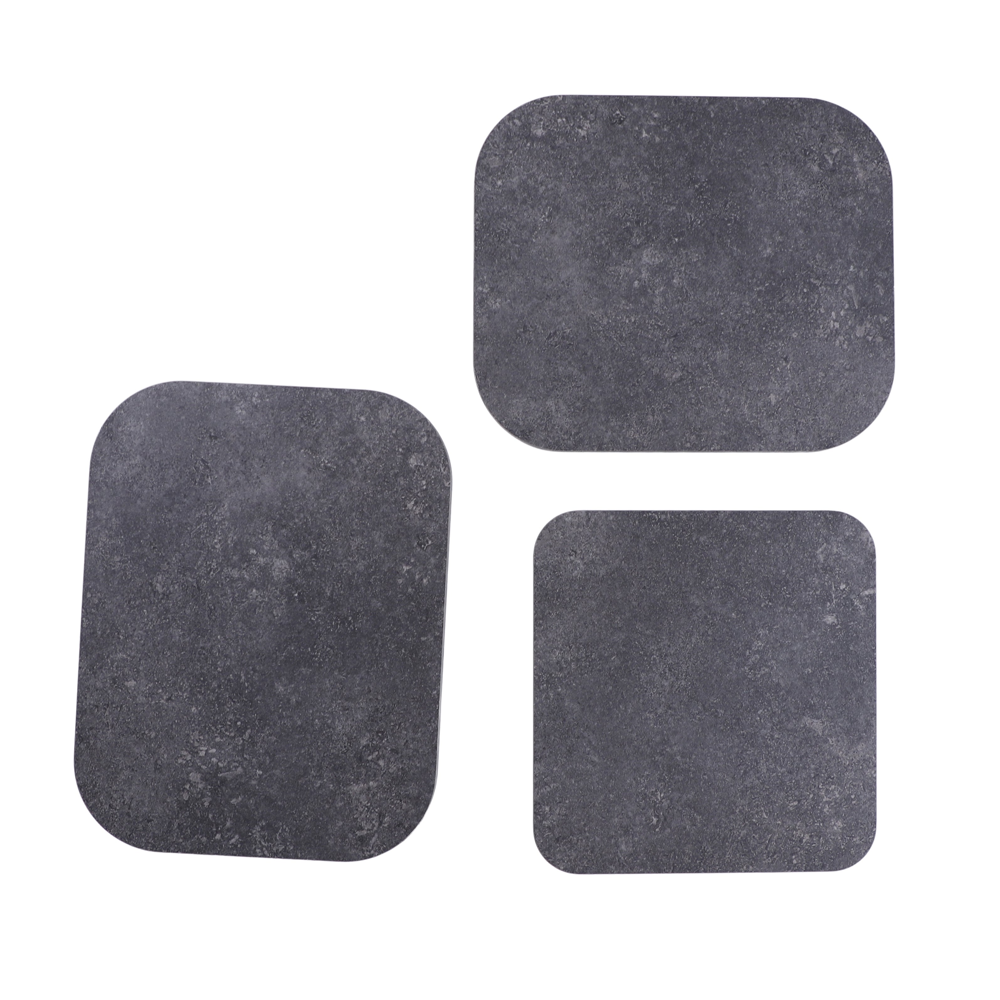 Vertino Nesting Table Series - Milled Anthracite MDF Top, Black Iron Mechanism