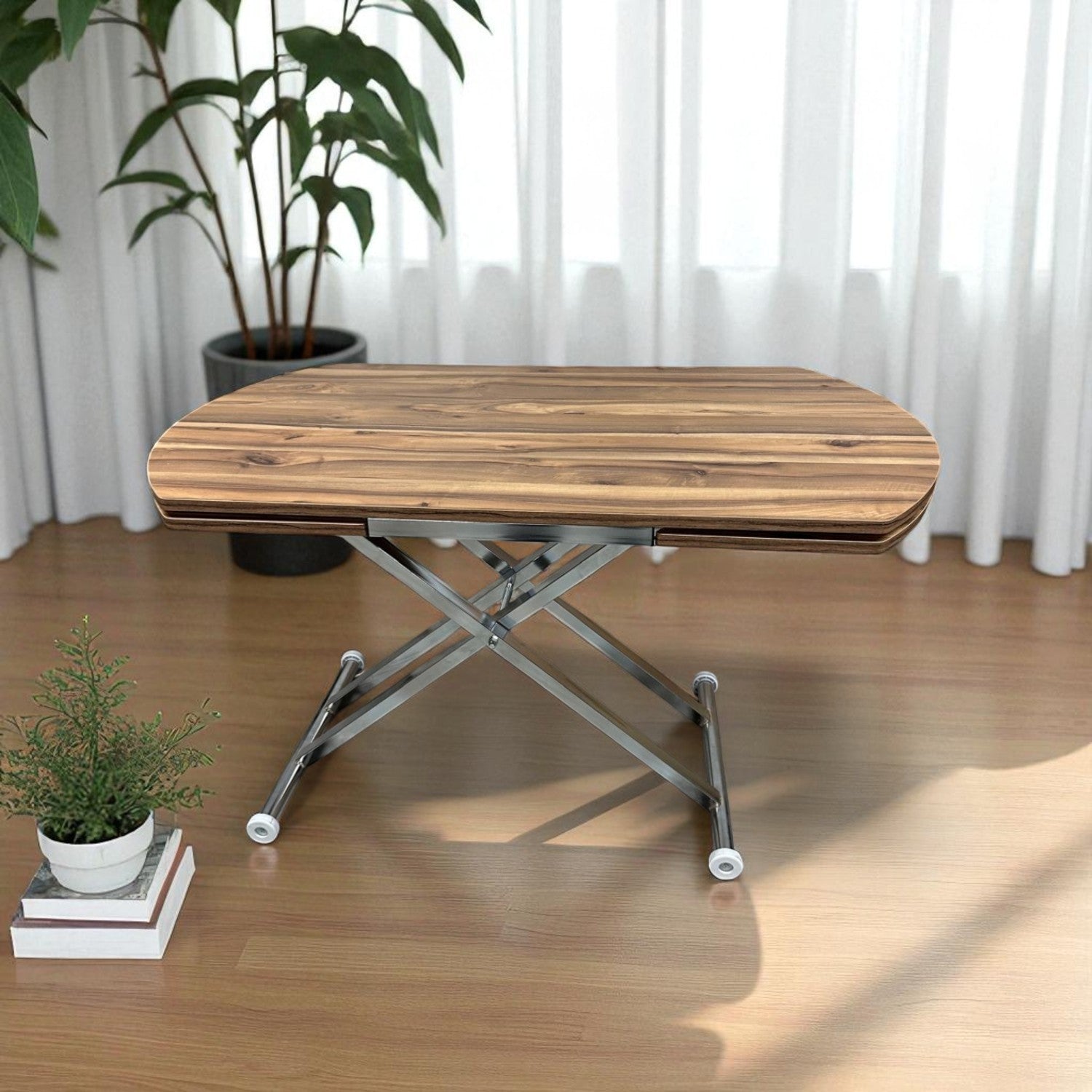 Side Opening Smart Oval Table Series - MDF Top, Chrome Base