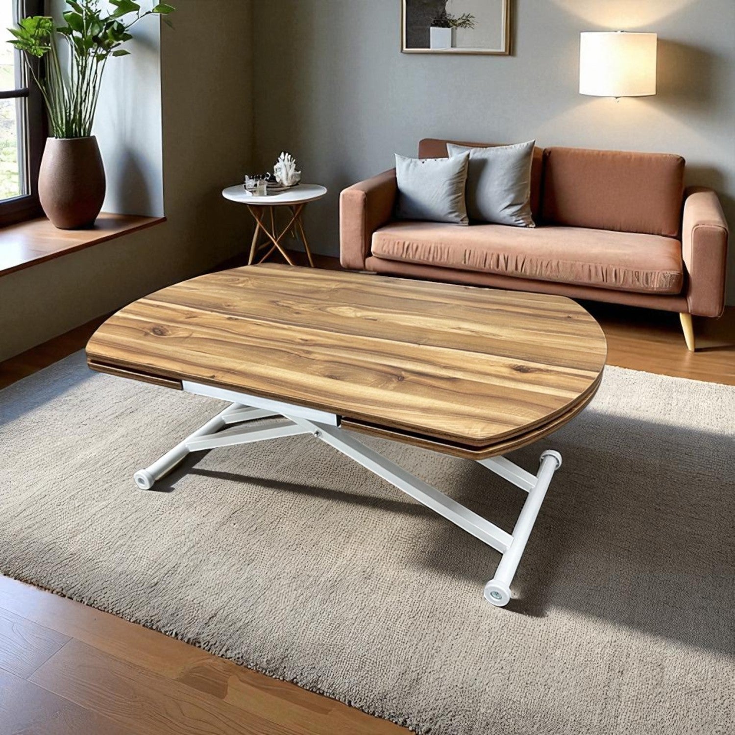 Side Opening Smart Oval Table Series - MDF Top, White Base