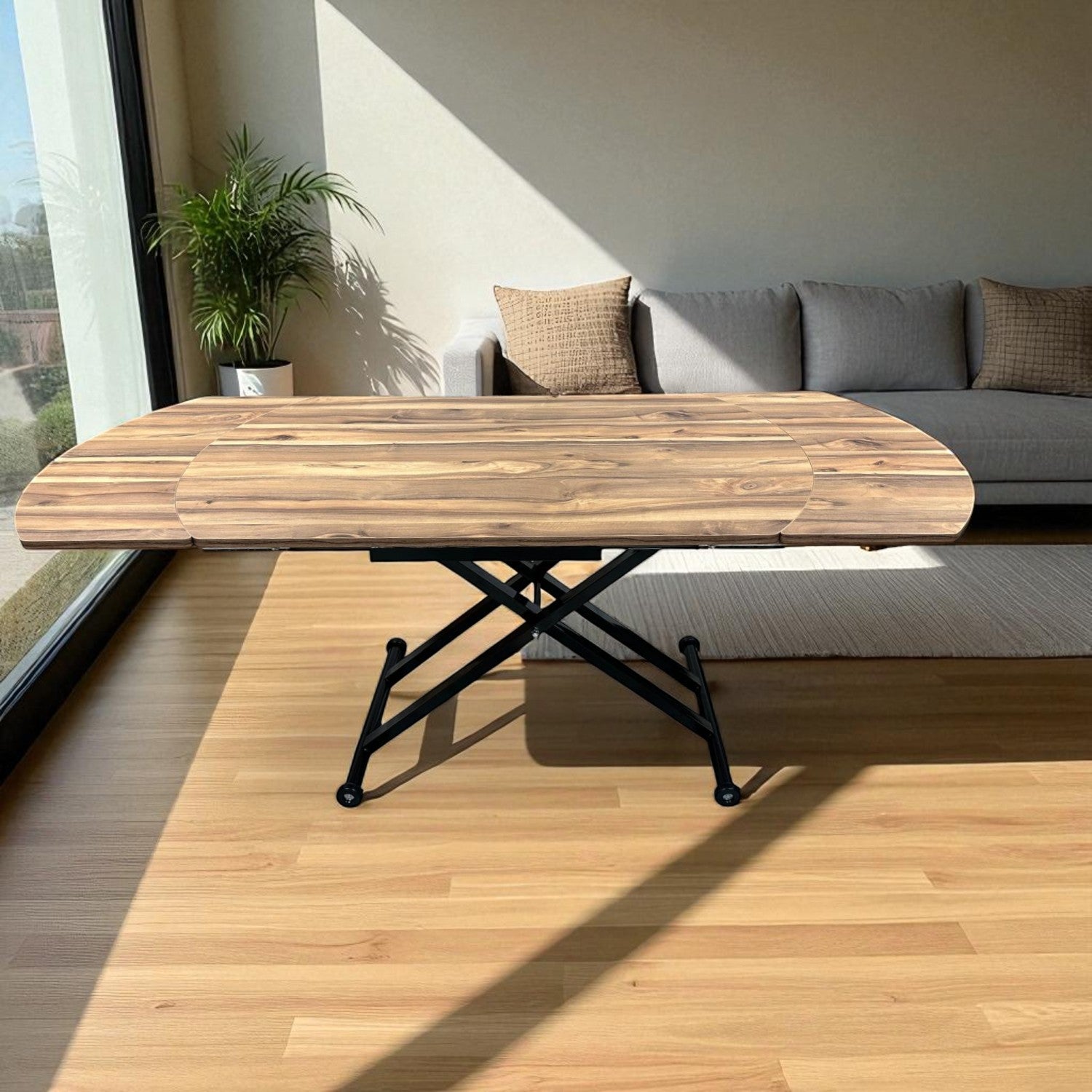 Side Opening Smart Oval Table Series - MDF Top, Black Base