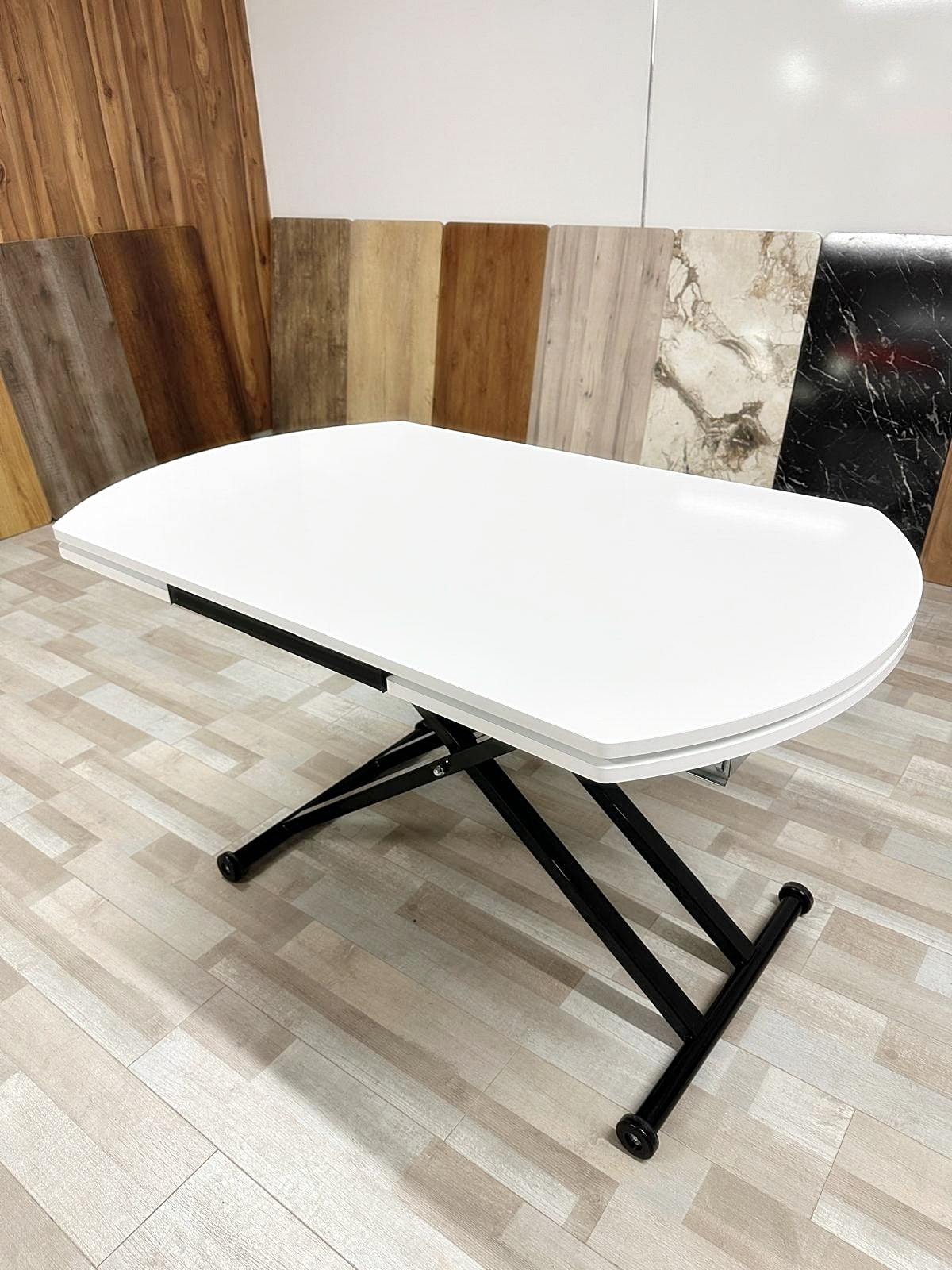 Side Opening Smart Oval Table Series - MDF Top, Black Base
