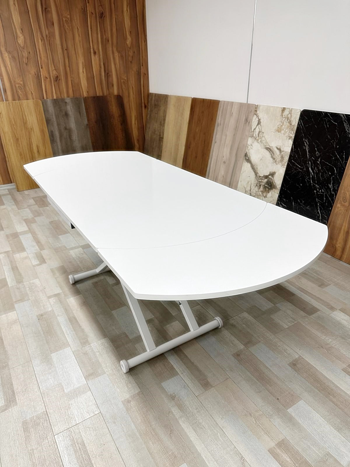 Side Opening Smart Oval Table Series - MDF Top, White Base