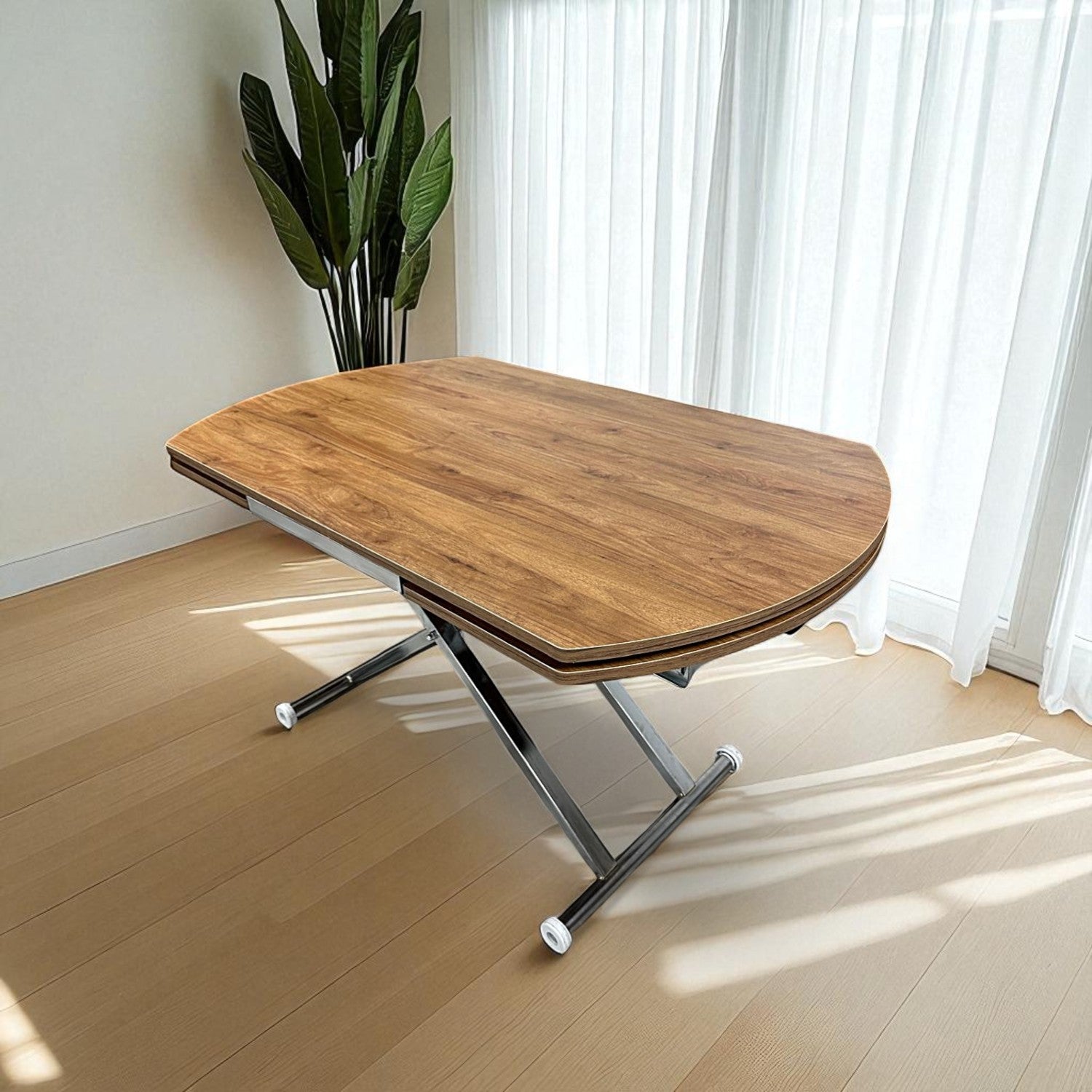 Side Opening Smart Oval Table Series - MDF Top, Chrome Base