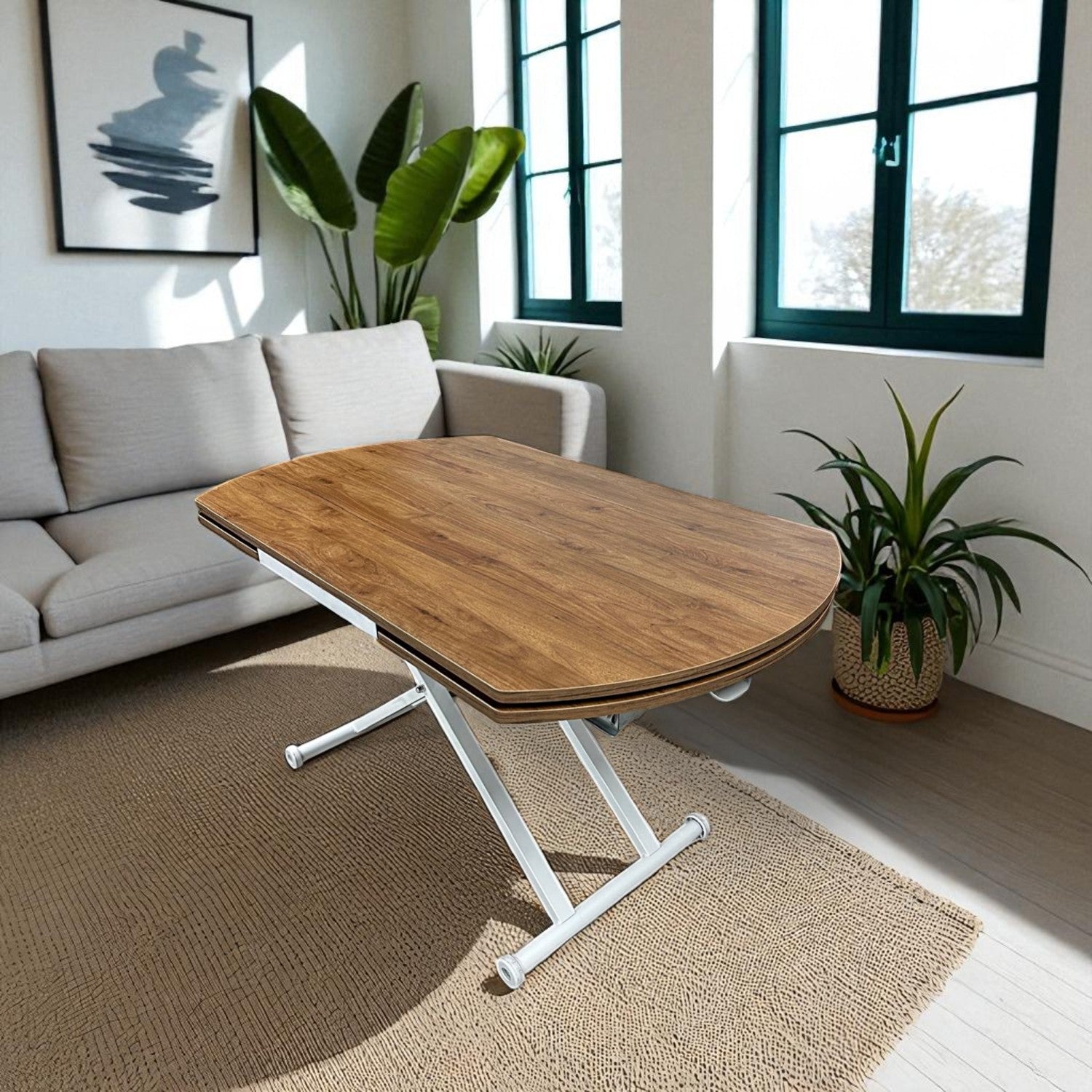 Side Opening Smart Oval Table Series - MDF Top, White Base