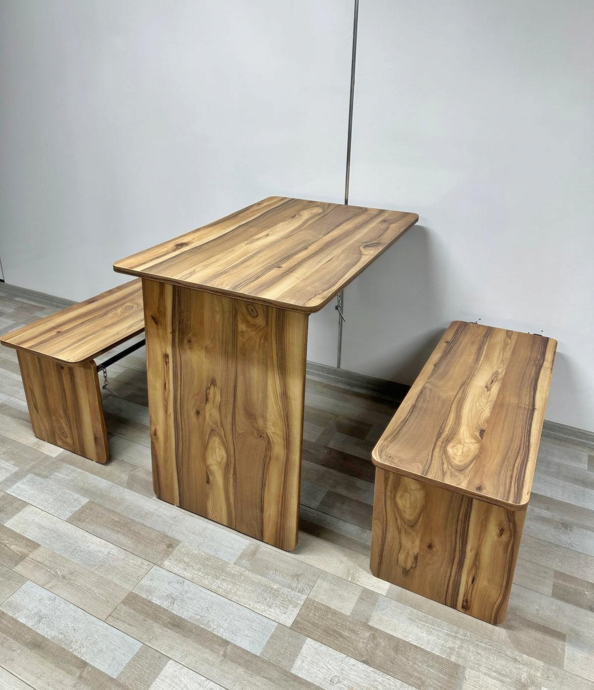 Shelf Table with Stools Series - Urartu MDF Top, Black Iron Mechanism