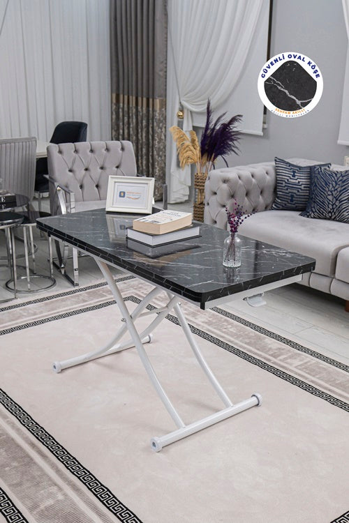 Juppo Series - Oval Corner MDF Top, Round White Inward Curved Base