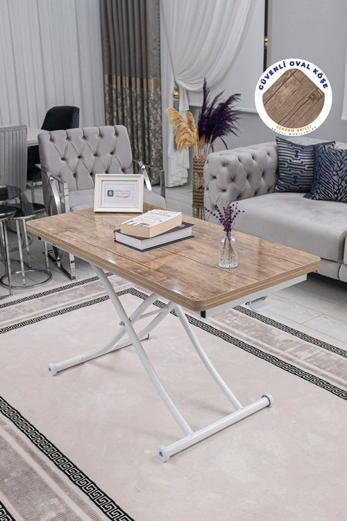 Juppo Series - Oval Corner MDF Top, Round White Inward Curved Base